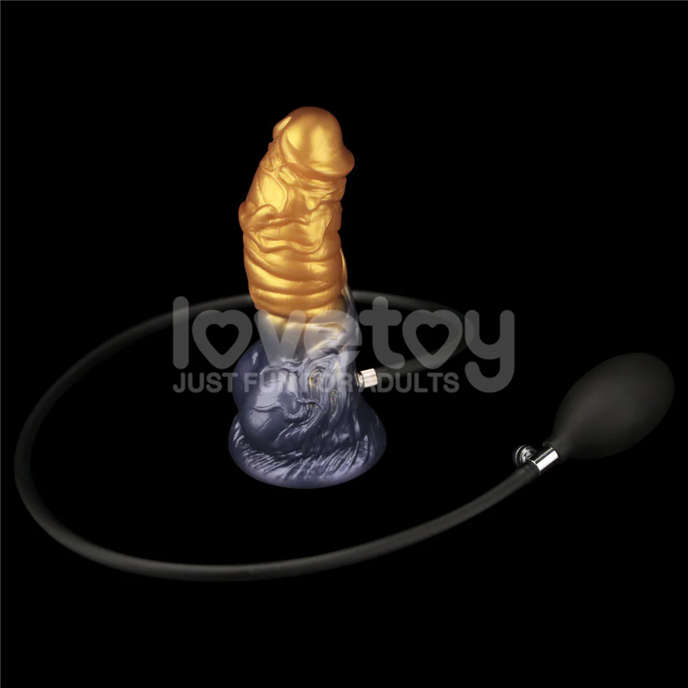 LoveToy 7.5" Dual Density Silicone Inflatable Dildo - Image 5