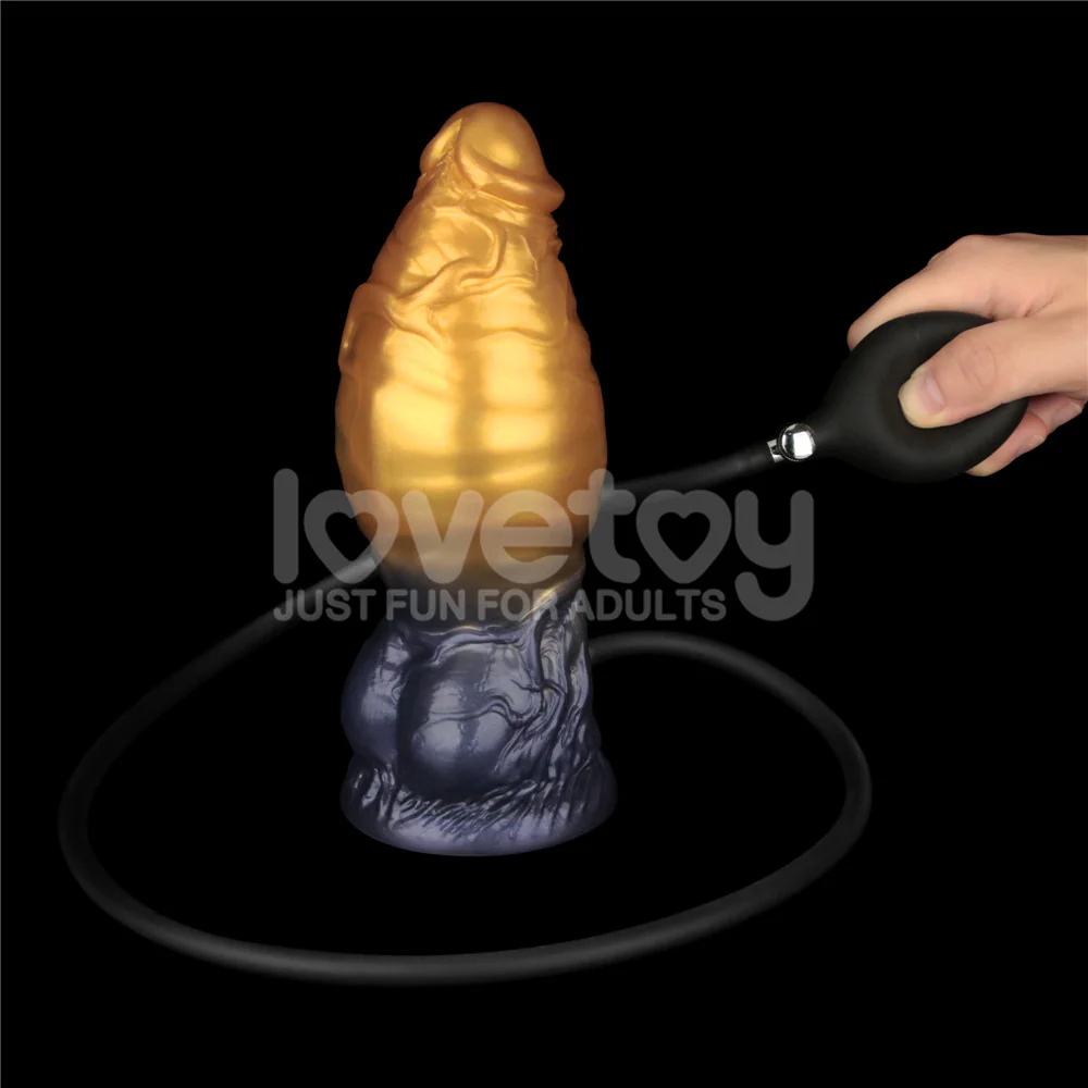 LoveToy 7.5" Dual Density Silicone Inflatable Dildo - Image 6