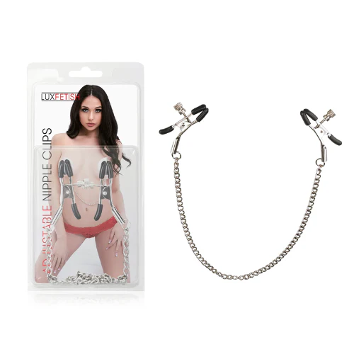 Lux Fetish Adjustable Nipple Clips with Chain - Image 4