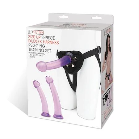 Lux Fetish Size Up 3-Piece Dildo & Harness Pegging Training Set - Image 2