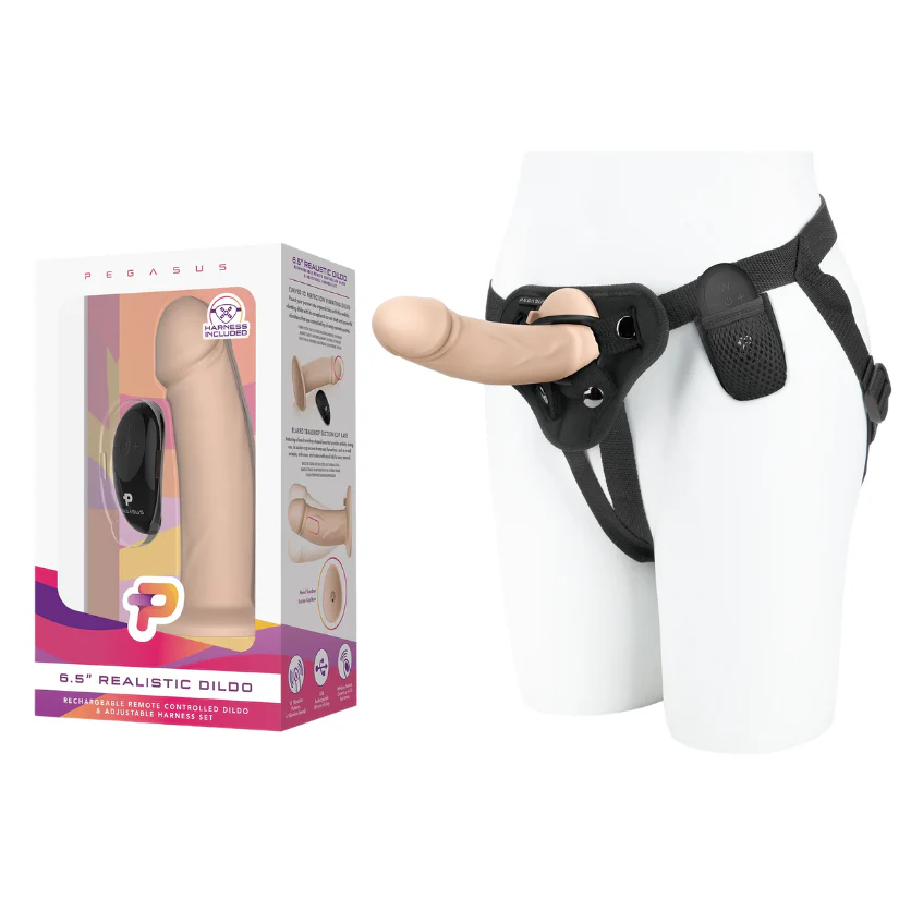Pegasus 6.5” Realistic Silicone Dildo With Harness - Image 7